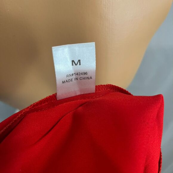 Red Satin Slip Dress Size Small Cowl Neck Midi Valentine’s Day Date Night Flirty - Picture 7 of 12